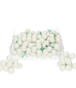 4A Pearl white Christmas baubles with wire | Diameter 25 millimetres | Per 144 pieces