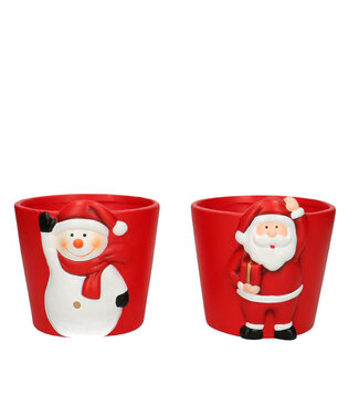 4A Kerst Pot Xmas deco d12*10cm ass | Per 12 stuks