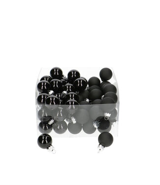 4A Mixed black Christmas baubles matt & shiny | Diameter 25 millimetres | Per 72 pieces