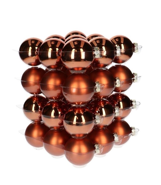 Apricot-coloured Christmas baubles matt & shiny | Diameter 60 millimetres | Order per 36 baubles