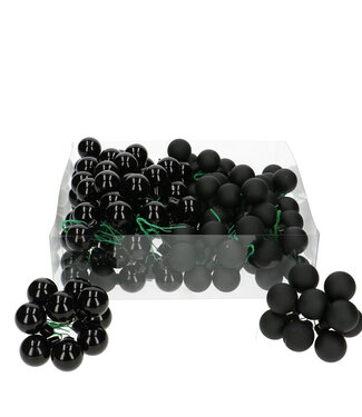 4A Black Christmas baubles with wire matt & shiny | Diameter 25 millimetres | Per 144 pieces