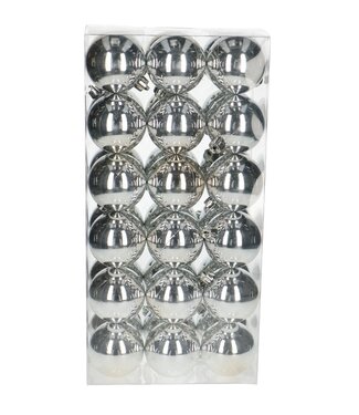 4A Silver plastic Christmas baubles | Diameter 60 millimetres | Per 36 pieces