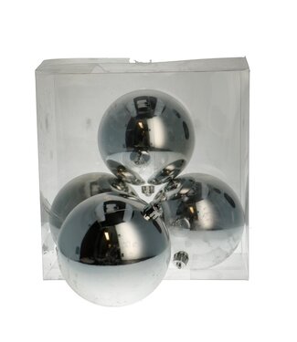 4A Silver-coloured plastic Christmas baubles | Diameter 120 millimetres | Per 4 pieces