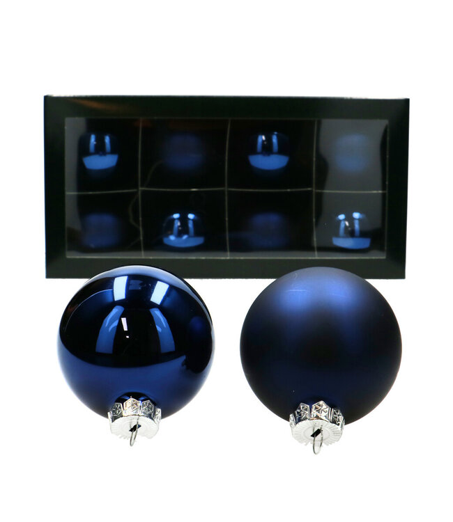 Mid blue Baubles matt & shiny | Diameter 80 millimetres | Order per 8 Baubles