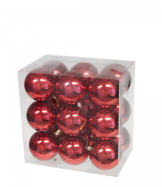 4A Red plastic Christmas baubles | Diameter 80 millimetres | Per 18 pieces