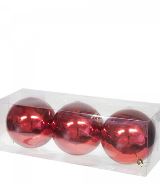 4A Red plastic Christmas baubles | Diameter 120 millimetres | Per 3 pieces