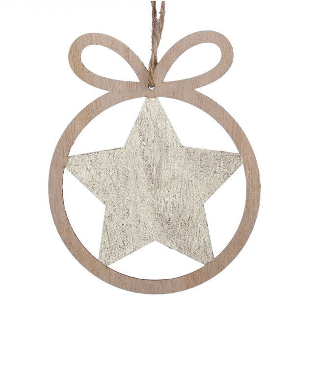 Kerst Hanger hout ster d8.5cm ( x 6 )