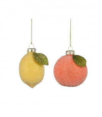 4A Kerstbal Citrus d05*8cm | Per 6 stuks