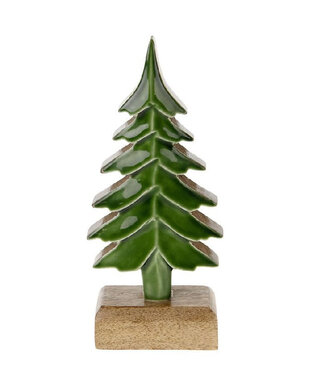 4A Kerst Boom hout glaze d09*20cm | Per 4 stuks