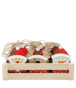 4A Kerst Hanger kerst hout d08cm ass. | Per 24 stuks