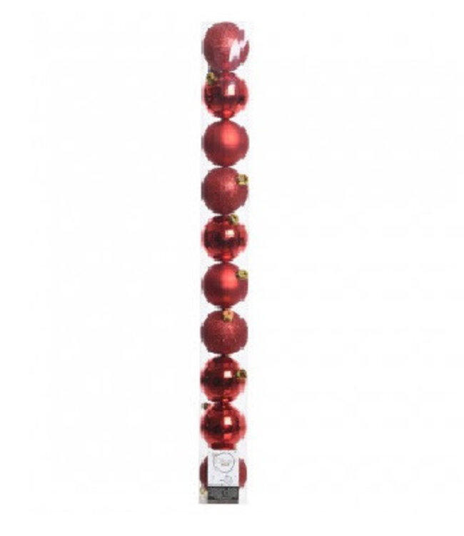 Red plastic Christmas balls | Diameter 60 millimetres | Order per 10 Christmas balls