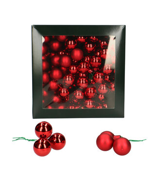 4A Red baubles with wire matt & shiny | Diameter 25 millimetres | Per 144 pieces