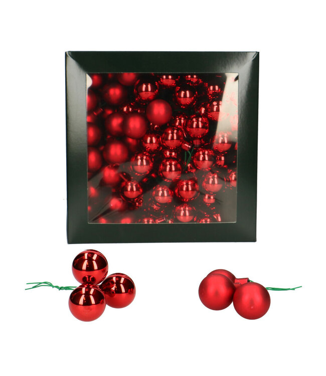 Red baubles with wire matt & shiny | Diameter 25 millimetres | Order per 144 baubles