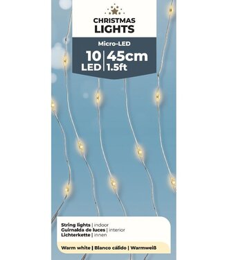 4A Warmweißer LED-Weihnachtsdraht inklusive Batterie | 10 Lichter | Länge 45 Zentimeter | pro Stück