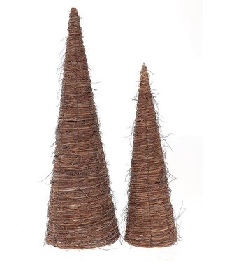 4A Kerst naturel Deco cone Babela S/2 d26*80cm ( x 1 )