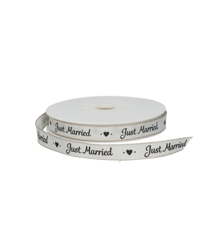 Bruiloft Lint Just Married 15mm 20m | Per stuk te bestellen