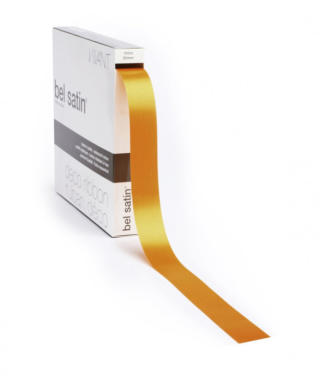 Orange satin ribbon | Width 25 millimetres | Length 100 metres | Ordered by piece