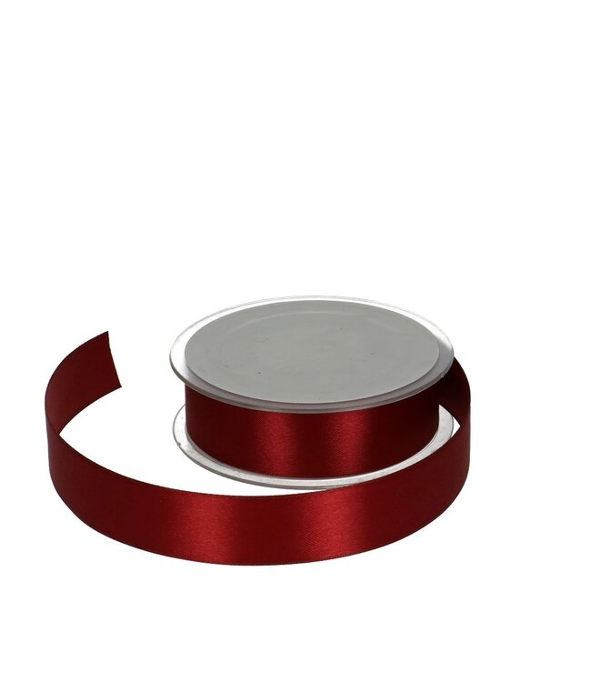 Burgundy red satin ribbon | Width 25 millimetres | Length 25 metres | Ordered by piece