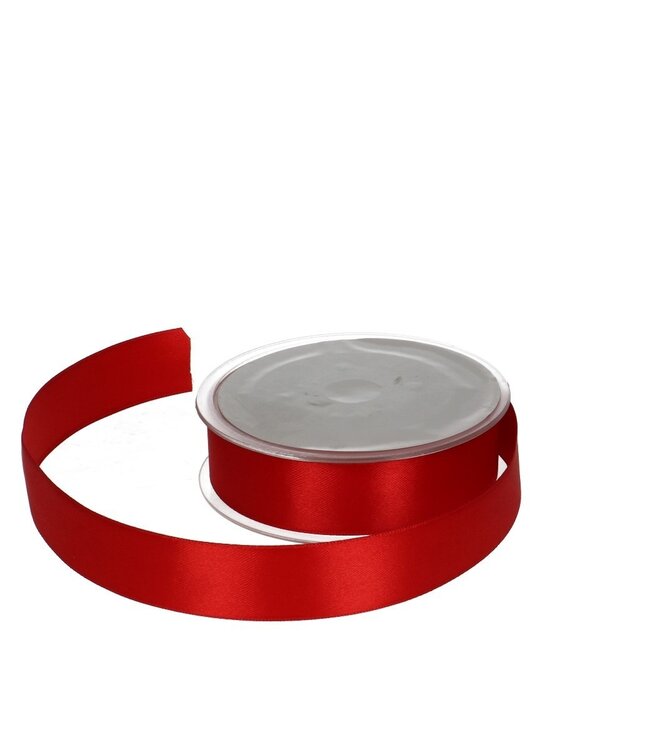 Red satin ribbon | Width 25 millimetres | Length 25 metres | Ordered by piece