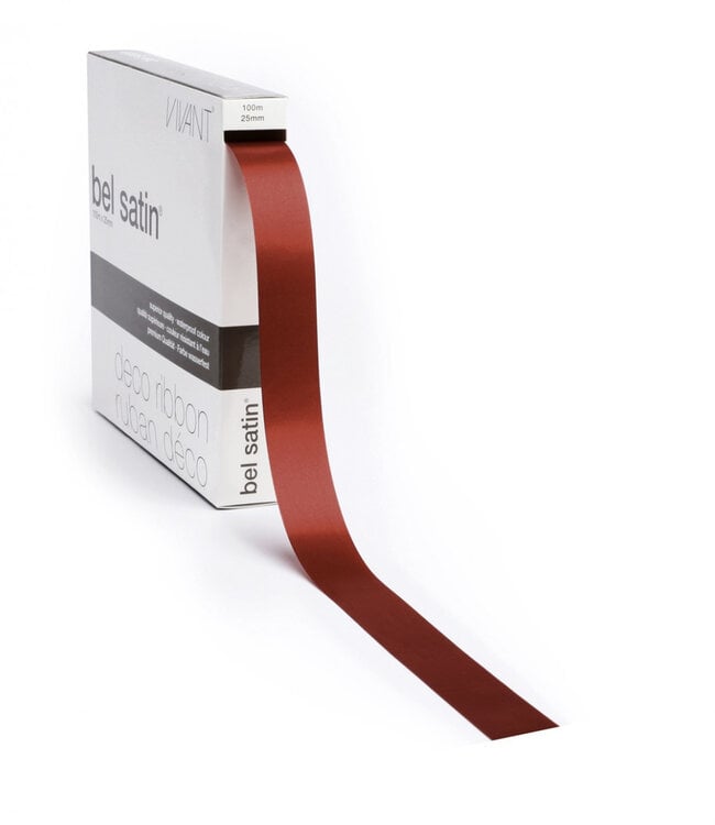 Red satin ribbon | Width 25 millimetres | Length 100 metres | Ordered by piece