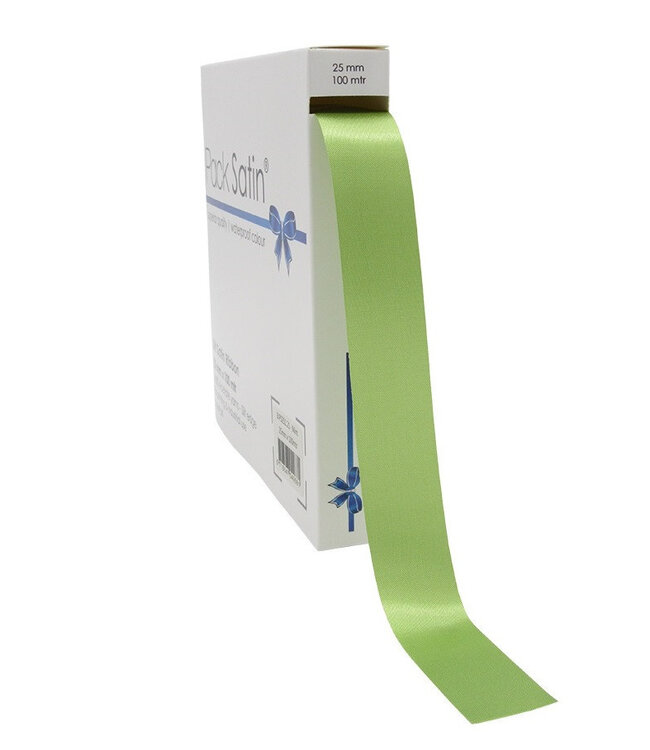 Light green satin ribbon | Width 25 millimetres | Length 100 metres | Ordered by piece