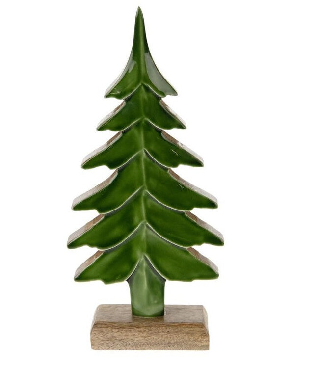 Kerst Boom hout glaze d14*30cm ( x 2 )