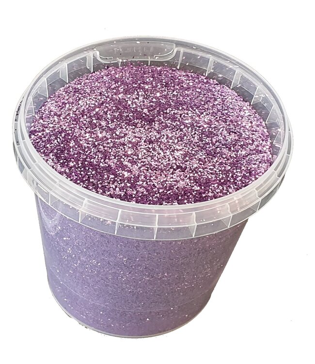 Emmer glitters roze lavendel | Gewicht 400 gram | Maat glitters 1/64 | 0,6 mm | 15 Hex | Per emmer te bestellen