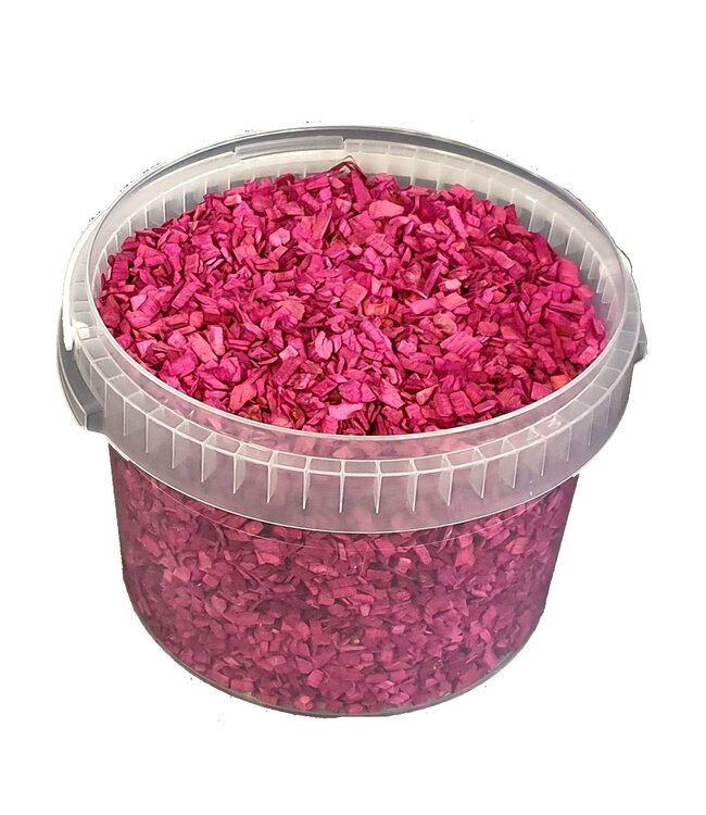 Wood chips fuchsia coloured | Bucket capacity 3 litres | Order by bucket