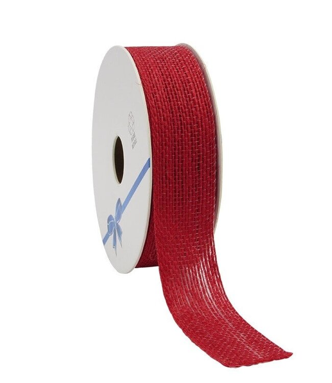 Rood jute lint | Breedte 25 millimeter | Lengte 10 meter   | Per stuk te bestellen