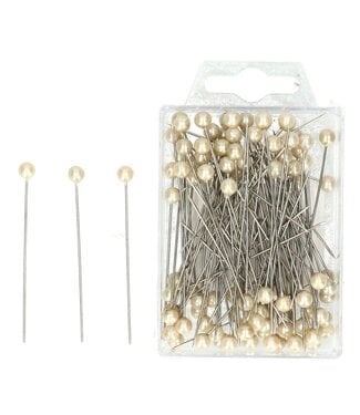 4A Champagne-coloured pearl pins / pearl studs | Pearl diameter 6 millimetres | Length 6.5 centimetres | Per 100 pieces