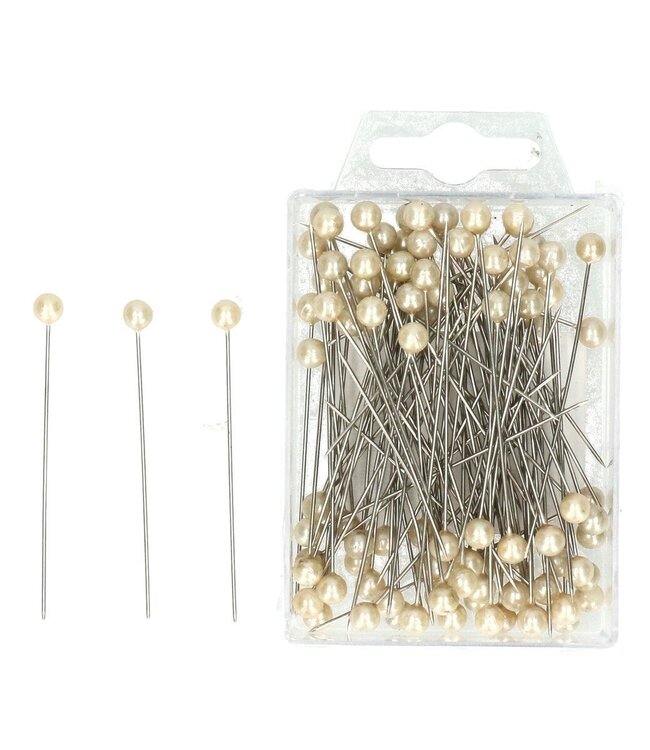 Champagne-coloured pearl pins / pearl studs | Pearl diameter 6 millimetres | Length 6.5 centimetres | Ordered per 100 pieces