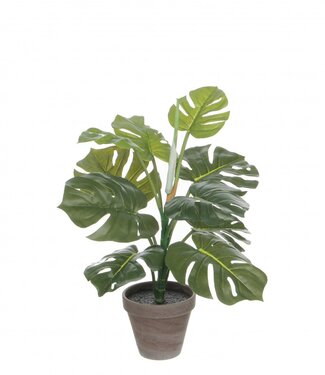 4A Groene kunstplant pot Monstera | Min. diameter 13 centimeter max. diameter 39 centimeter | Hoogte 48 centimeter | Per 4 stuks