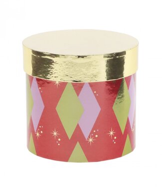 4A Opruiming Kerst Hatbox Argyle | Diameter 12.5 centimeter |*12cm | Per 6 stuks