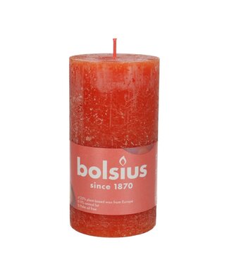 4A Orange rustic Bolsius block candle | Diameter 7 centimetres | Height 13 centimetres | Per 4 pieces