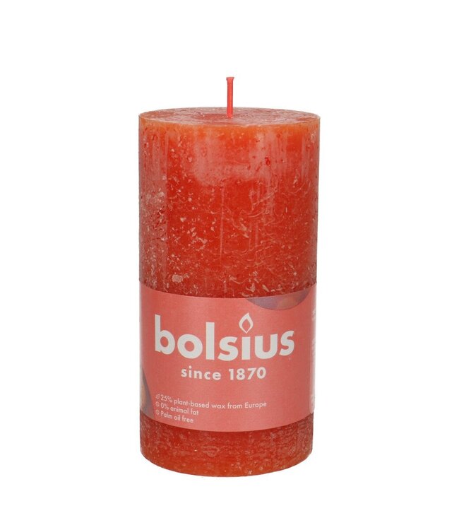 Orange rustic Bolsius block candle | Diameter 7 centimetres | Height 13 centimetres | Order per 4 candles