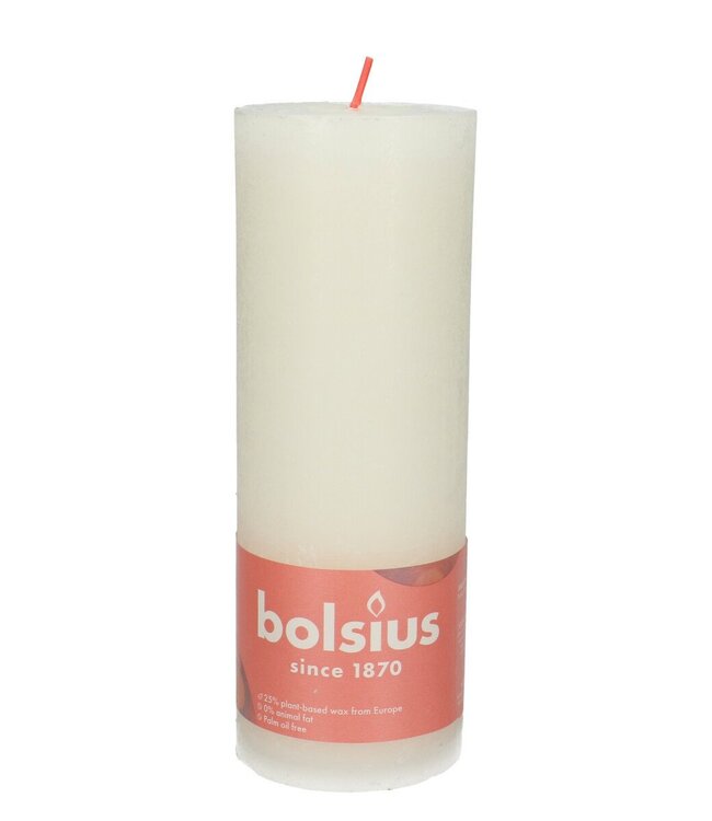 White rustic Bolsius pillar candle | Diameter 7 centimetres | Height 19 centimetres | Order per 4 candles