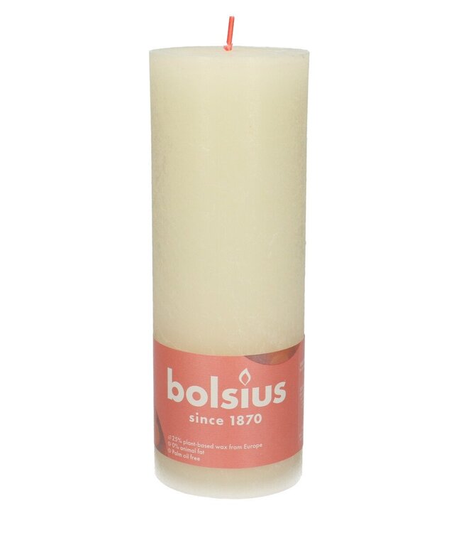 Cream-coloured rustic Bolsius block candle | Diameter 7 centimetres | Height 19 centimetres | Order per 4 candles