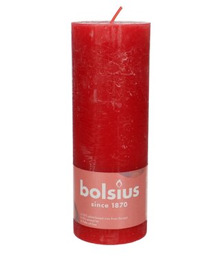 4A Red rustic Bolsius pillar candle | Diameter 7 centimetres | Height 19 centimetres | Per 4 pieces