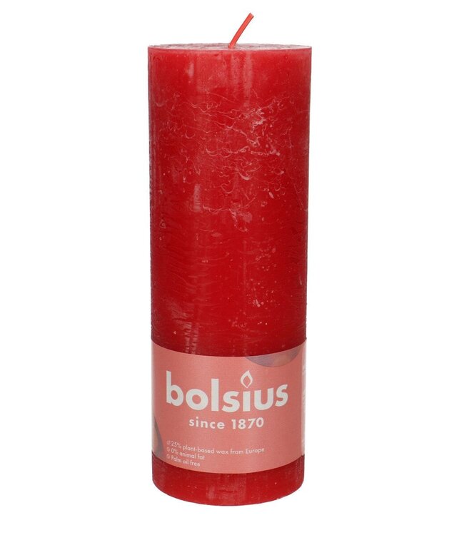 Red rustic Bolsius block candle | Diameter 7 centimetres | Height 19 centimetres | Order per 4 candles