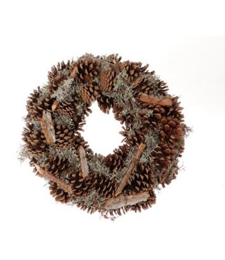 4A Brown natural wreath wooden pine cones | Diameter 30 centimetres | Per piece