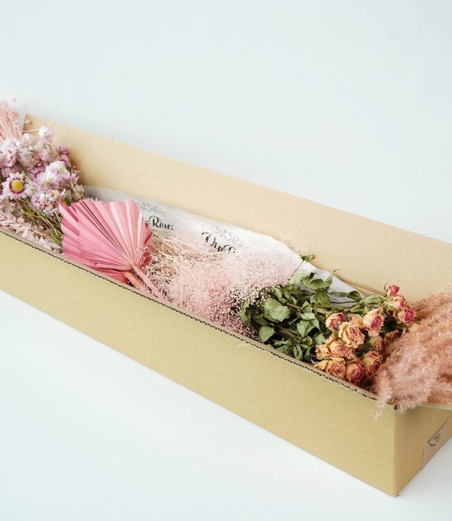 Fleurs séchées Mix Box Rose & Blanc | Par 10 pièces