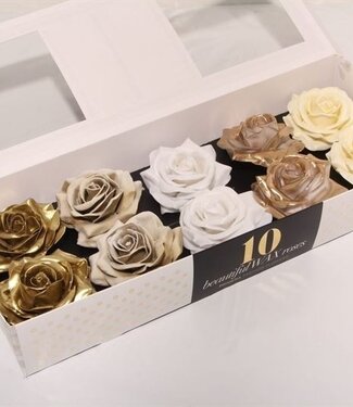 AD Mixed metallic coloured silk wax roses | Per 10 pieces