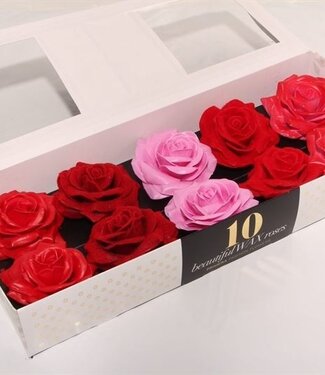 AD Mixed red and pink silk wax roses Lovely Love mix | Per 10 pieces