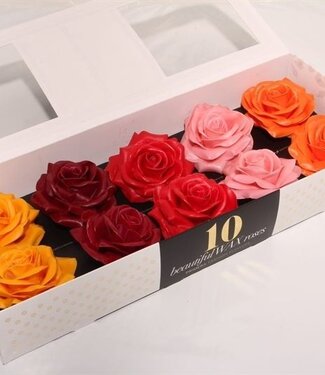 AD Mixed colours silk wax roses Moods Festival mix | Per 10 pieces