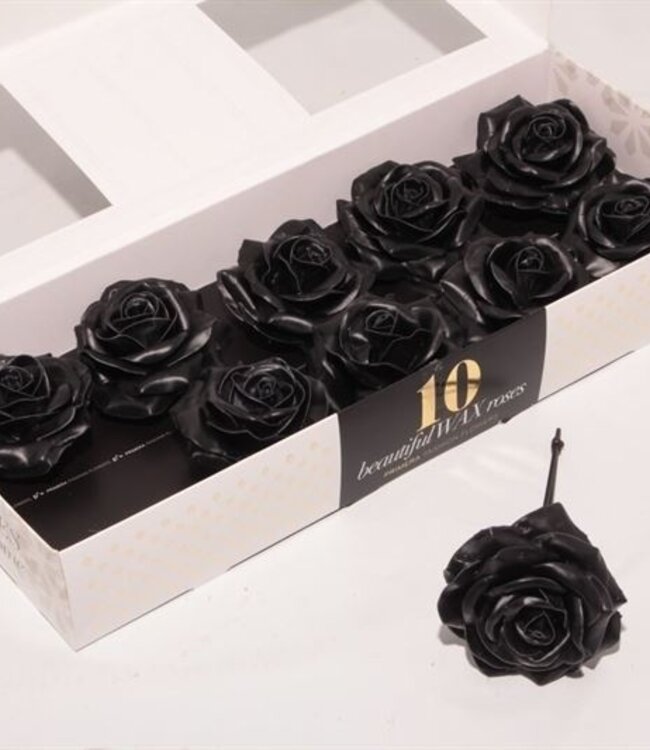 Black silk wax roses | 10 pieces per box | Order per box