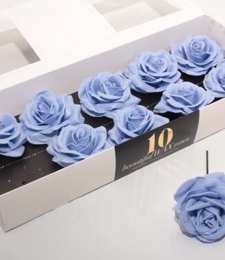 AD Blue denim silk wax roses | Per 10 pieces