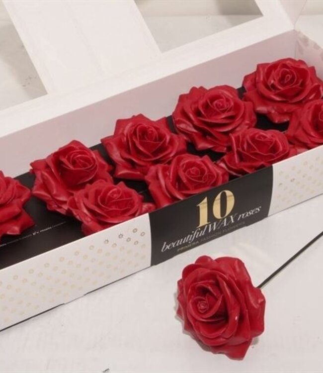 Christmas coloured silk wax roses Cherry Red | 10 pieces per box | Order per box