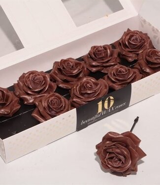 AD Chocolate-coloured silk wax roses | Per 10 pieces