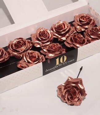 AD Copper-coloured silk wax roses | Per 10 pieces