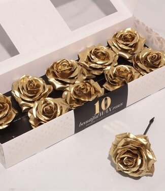 AD Gold coloured silk wax roses | Per 10 pieces